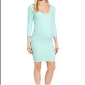 Tees By Tina 3/4 Sleeve 'Crinkle' Miracle Maternity Dress | OSFM | Teal | GUC